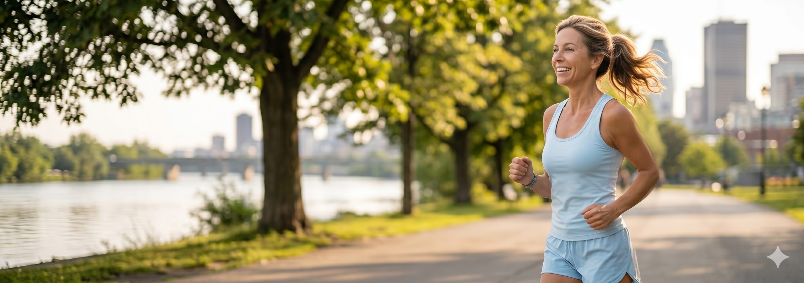 Femme active qui court dans un parc à Trois-Rivières, Centre Minceur Ideal Gym perte de poids